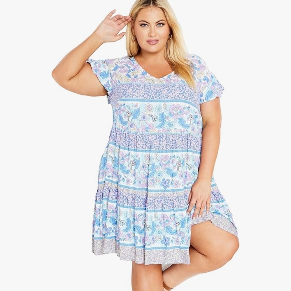Avenue Blue and Purple Floral Midi Dress - Picture 8 of 8